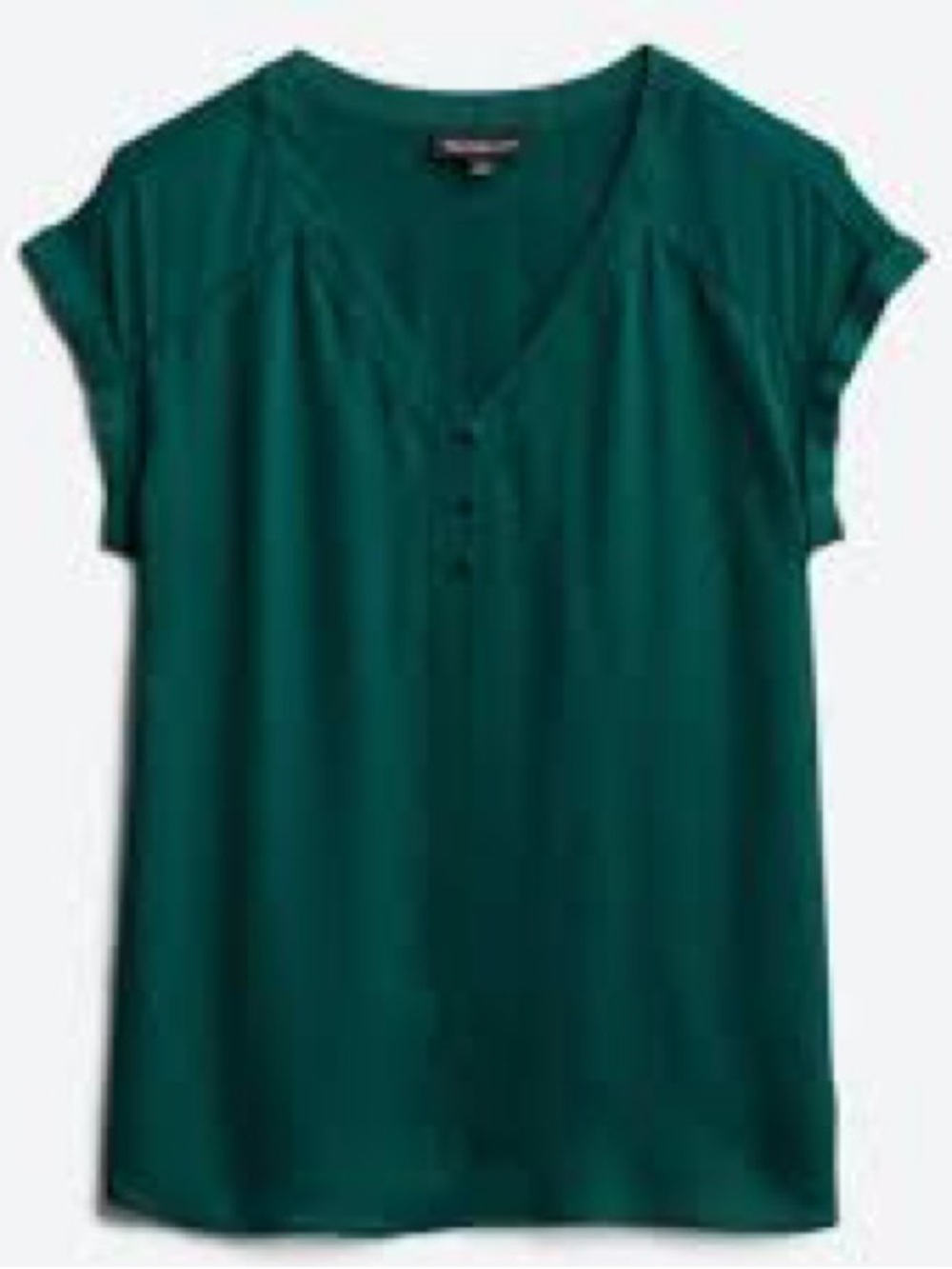 Fortune + Ivy green Helinda mixed material blouse Short-Sleeve Button-Front